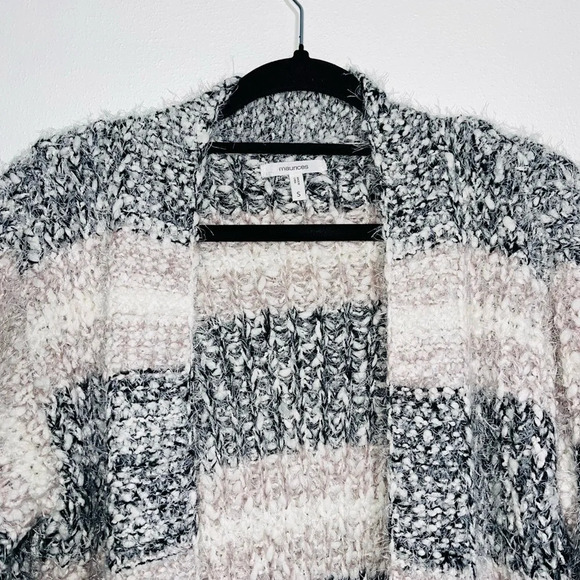 Maurices Gray Striped Soft Eyelash Open Front Cardigan Small Women’s - Picture 3 of 11